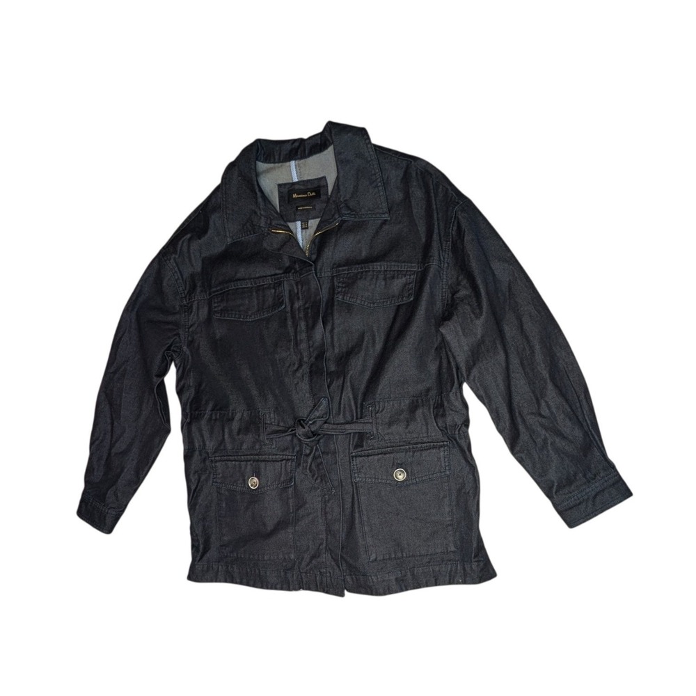 Massimo Dutti Women's Medium‎ Dark Denim Cinch Waist Jacket Classic Belted